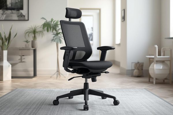 Una silla ergonómica completa en una oficina de fondo (1)